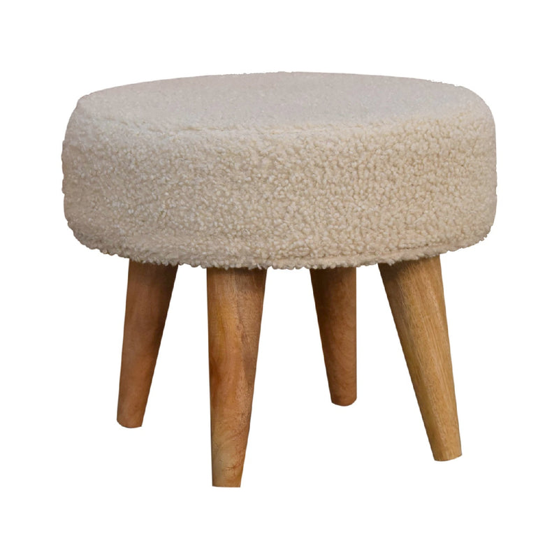 Cream Boucle Petite Footstool Artisan