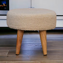 Cream Boucle Petite Footstool Artisan