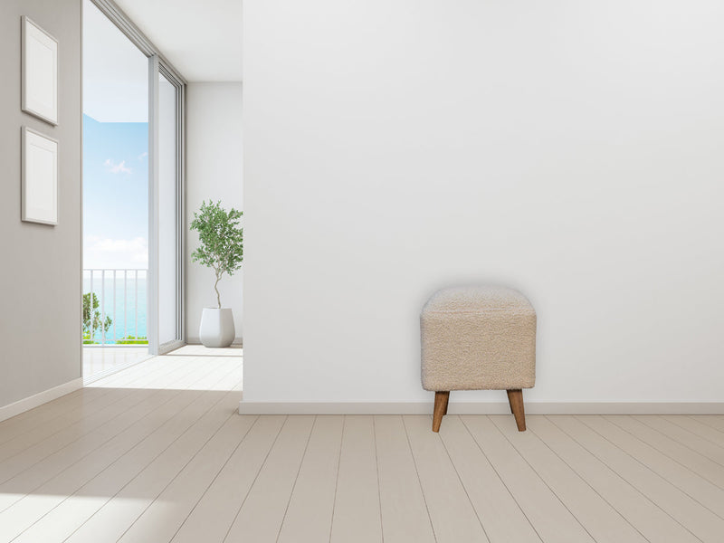 Cream Boucle Squoval Bench Artisan