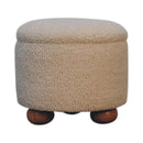 Cream Boucle Storage Footstool