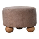 Mocha Faux Fur Round Ball Footstool Artisan