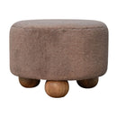 Mocha Faux Fur Round Ball Footstool Artisan