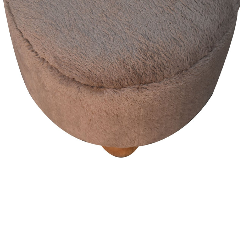 Mocha Faux Fur Round Ball Footstool Artisan