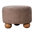 Mocha Faux Fur Round Ball Footstool Artisan