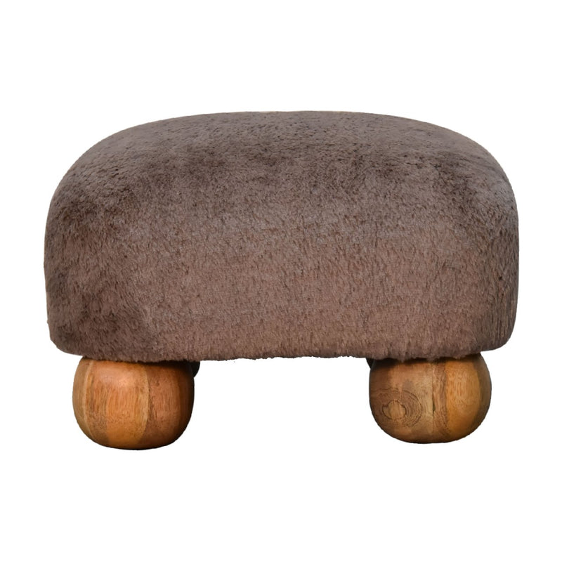 Mocha Faux Fur Nordic Footstool Artisan