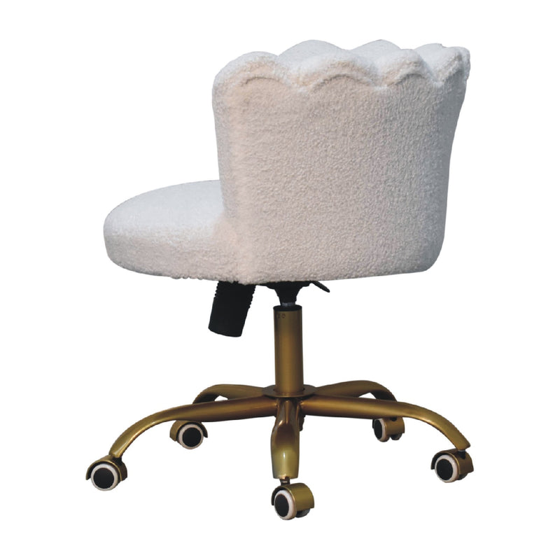 White Boucle Swival Chair