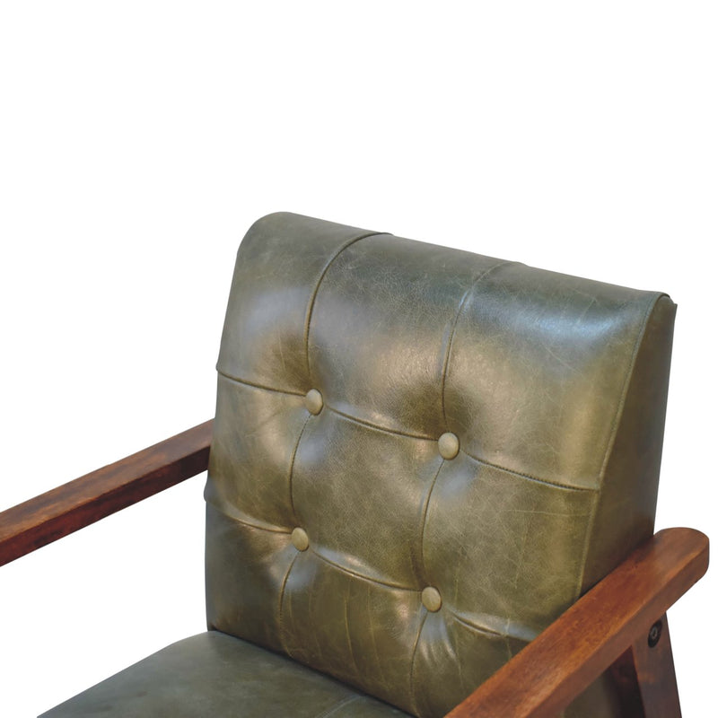 Olive Buffalo Leather Chair