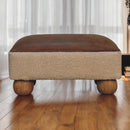 Vintage Leather Boucle Ball Footstool Artisan