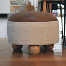 Cream Boucle Buffalo Footstool Artisan