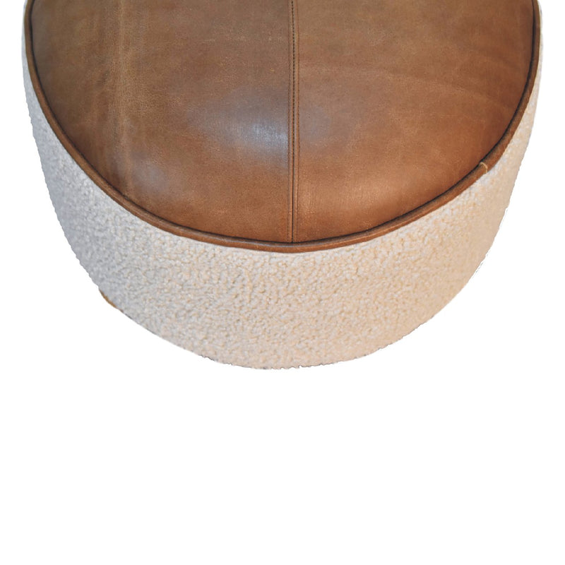 Cream Boucle Buffalo Footstool Artisan