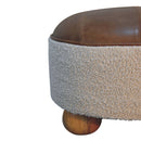 Cream Boucle Buffalo Footstool Artisan