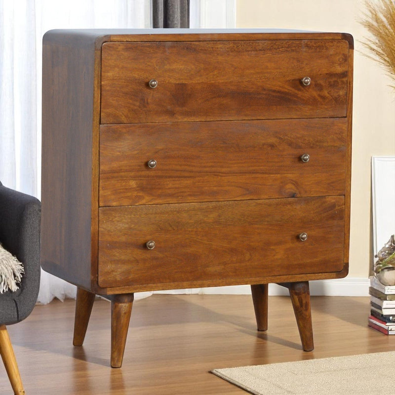 Curved Chestnut nightstand Artisan