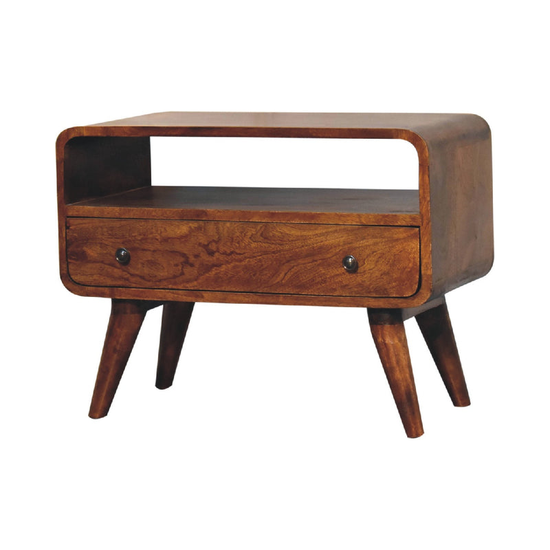Mini Chestnut Curved Media Unit Artisan