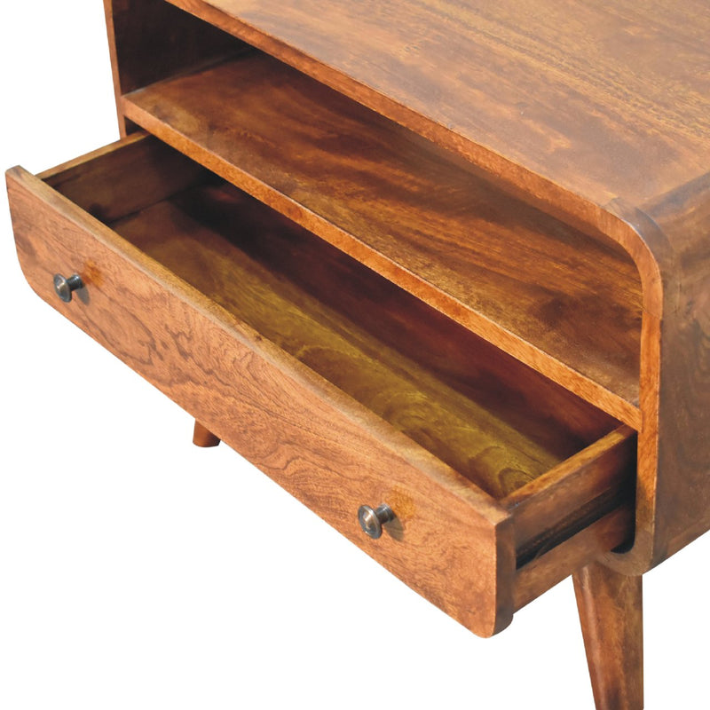 Mini Chestnut Curved Media Unit Artisan