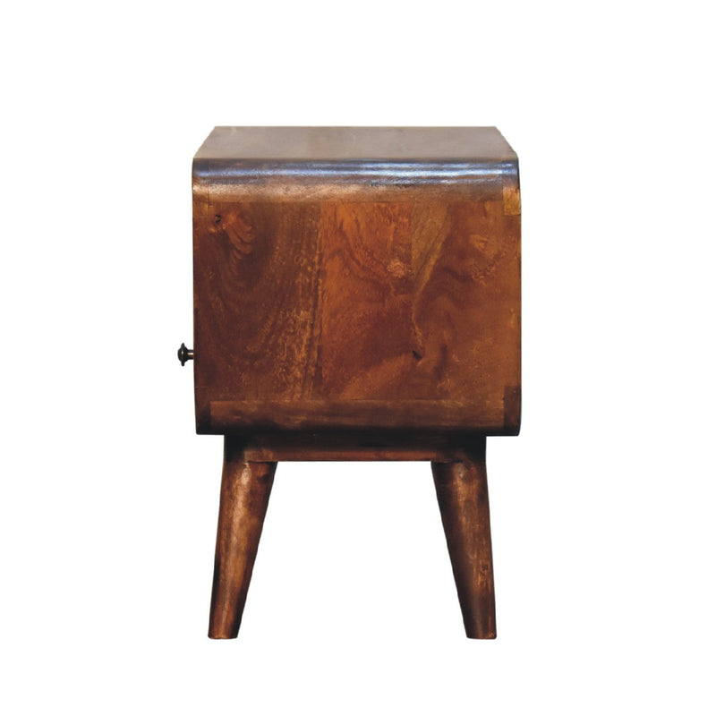 Mini Chestnut Curved Media Unit Artisan