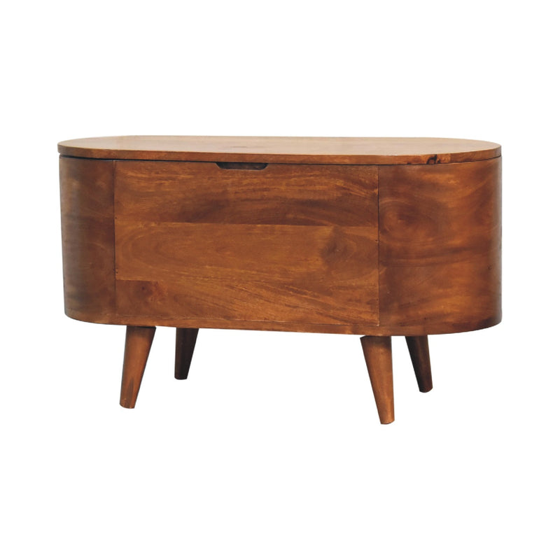 Chestnut Rounded Lid up Blanket Storage Box Artisan