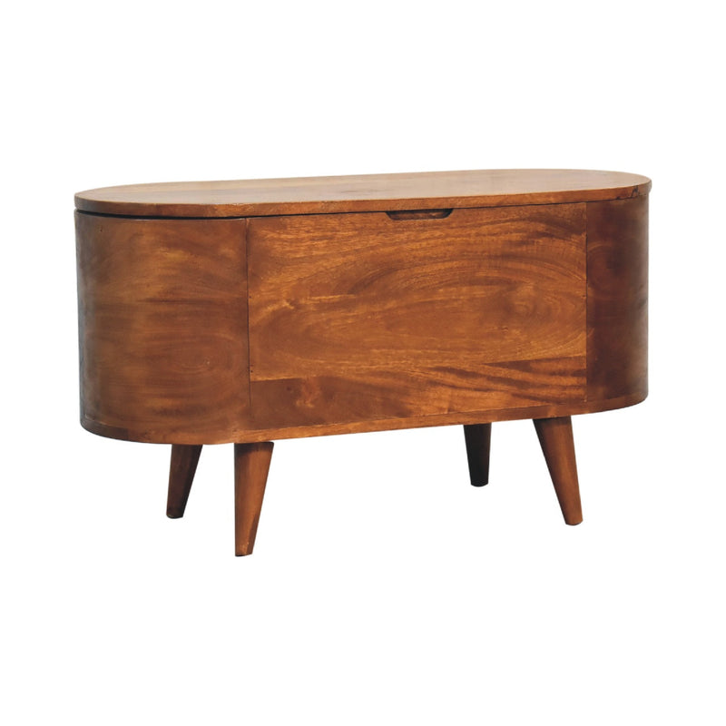 Chestnut Rounded Lid up Blanket Storage Box Artisan