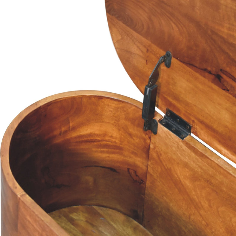 Chestnut Rounded Lid up Blanket Storage Box Artisan