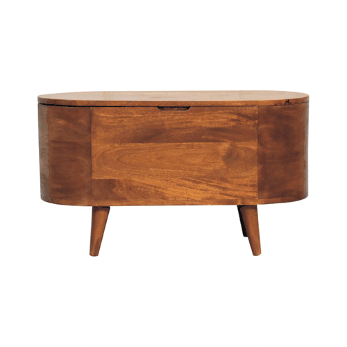 Chestnut Rounded Lid up Blanket Storage Box Artisan