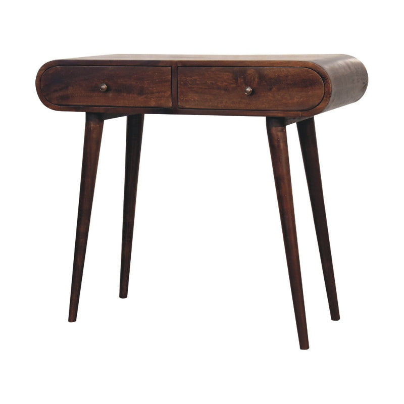 Light Walnut Curved Edge Console Table Artisan