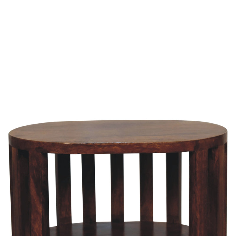 Ariella Double Shelf Chestnut Bedside Nightstand Artisan