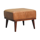 Tan Buffalo Leather Tan Footstool Artisan