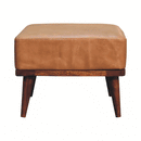 Tan Buffalo Leather Tan Footstool Artisan