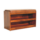 Buffalo Hide Pull out Chestnut Shoe Storage Bench Artisan