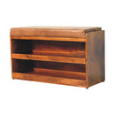 Buffalo Hide Pull out Chestnut Shoe Storage Bench Artisan