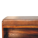 Buffalo Hide Pull out Chestnut Shoe Storage Bench Artisan