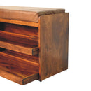 Buffalo Hide Pull out Chestnut Shoe Storage Bench Artisan