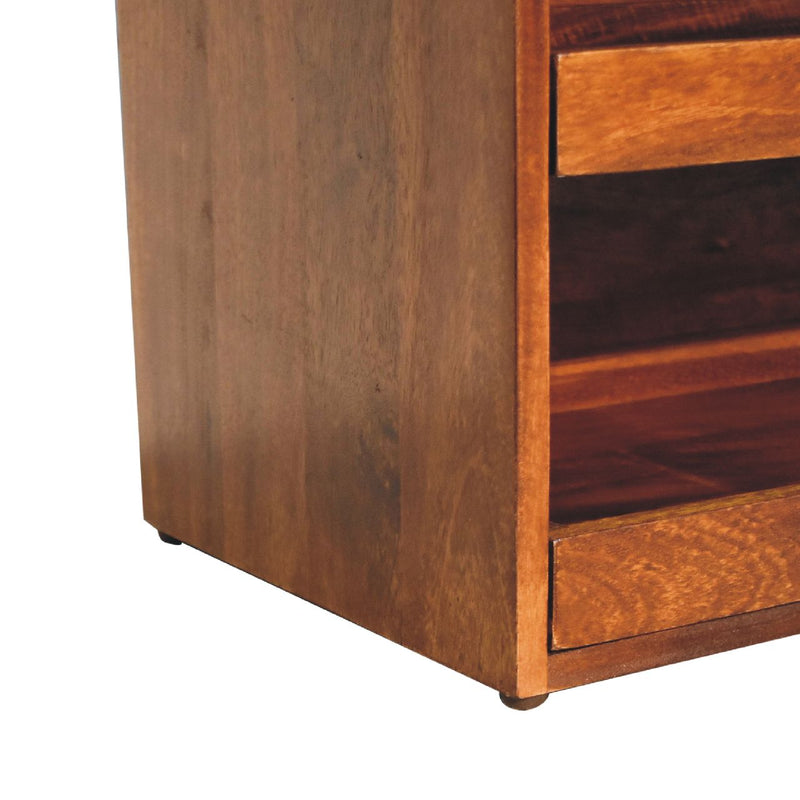 Buffalo Hide Pull out Chestnut Shoe Storage Bench Artisan