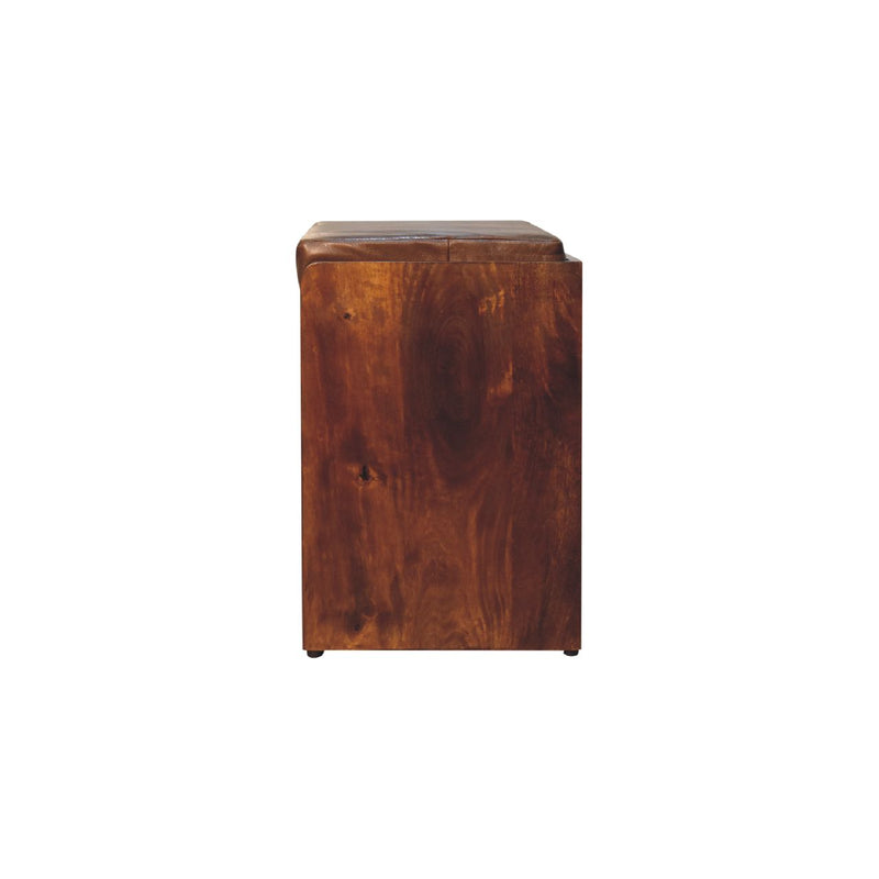 Buffalo Hide Pull out Chestnut Shoe Storage Bench Artisan