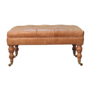 Buffalo Tan Leather Ottoman with Castor Legs Artisan
