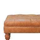 Buffalo Tan Leather Ottoman with Castor Legs Artisan