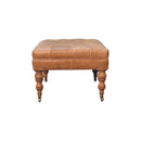 Buffalo Tan Leather Ottoman with Castor Legs Artisan