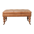 Buffalo Tan Leather Ottoman with Castor Legs Artisan