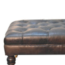 Buffalo Ash Black Leather Ottoman with Castor Legs Artisan