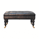 Buffalo Ash Black Leather Ottoman with Castor Legs Artisan