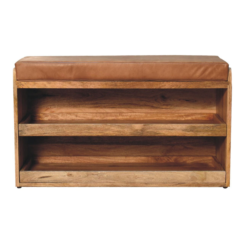 Buffalo Hide Oak-ish Shoe Storage Bench Artisan