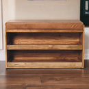Buffalo Hide Oak-ish Shoe Storage Bench Artisan