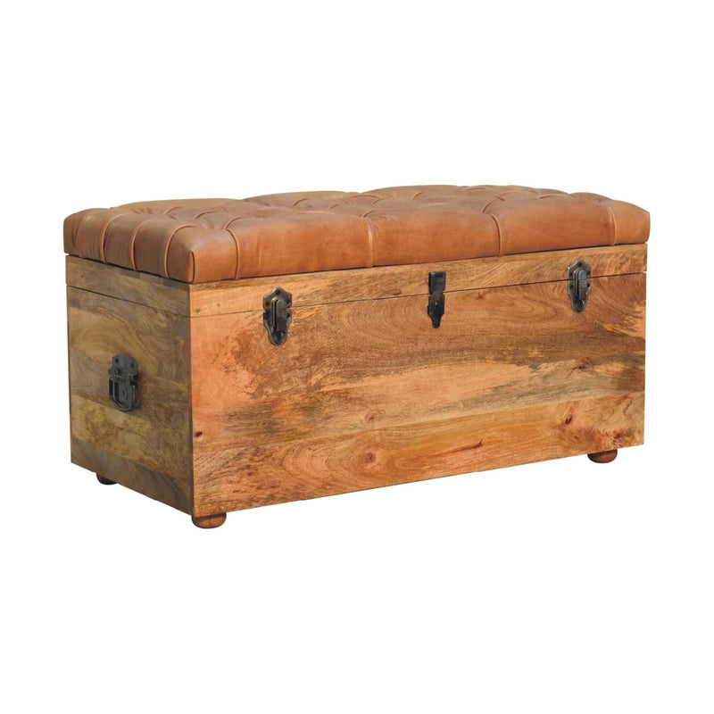 Buffalo Hide Oak-ish Storage Trunk Artisan