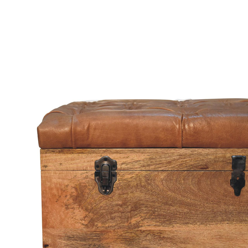 Buffalo Hide Oak-ish Storage Trunk Artisan