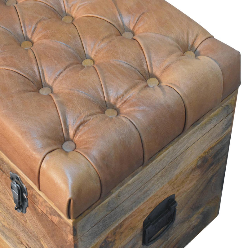 Buffalo Hide Oak-ish Storage Trunk Artisan