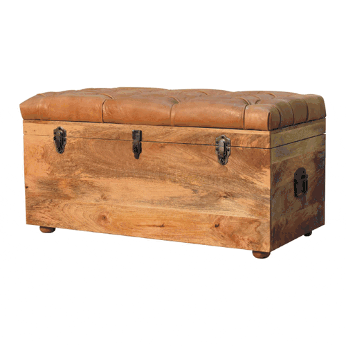 Buffalo Hide Oak-ish Storage Trunk Artisan