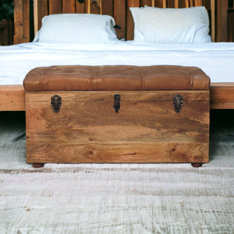 Buffalo Hide Oak-ish Storage Trunk Artisan