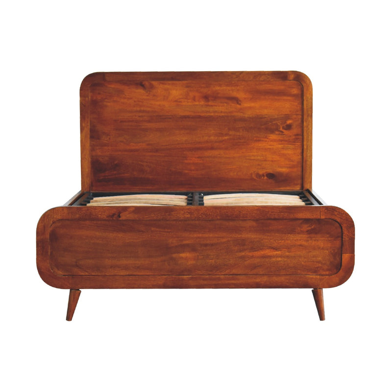 Curved Chestnut Double Full Bed