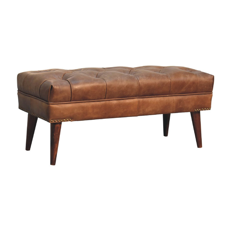 Harbour Brown Leather Bench Artisan