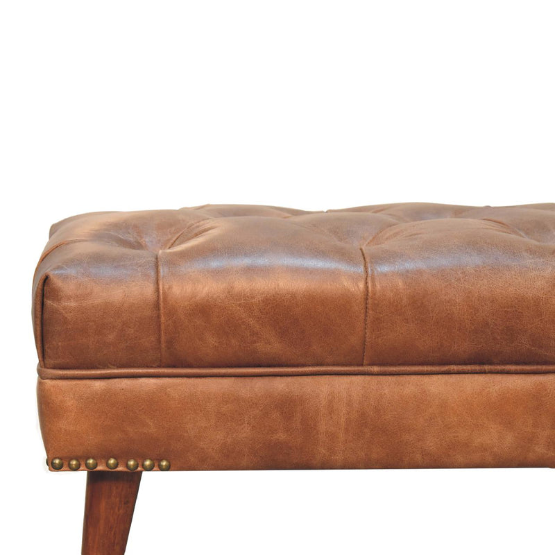 Harbour Brown Leather Bench Artisan