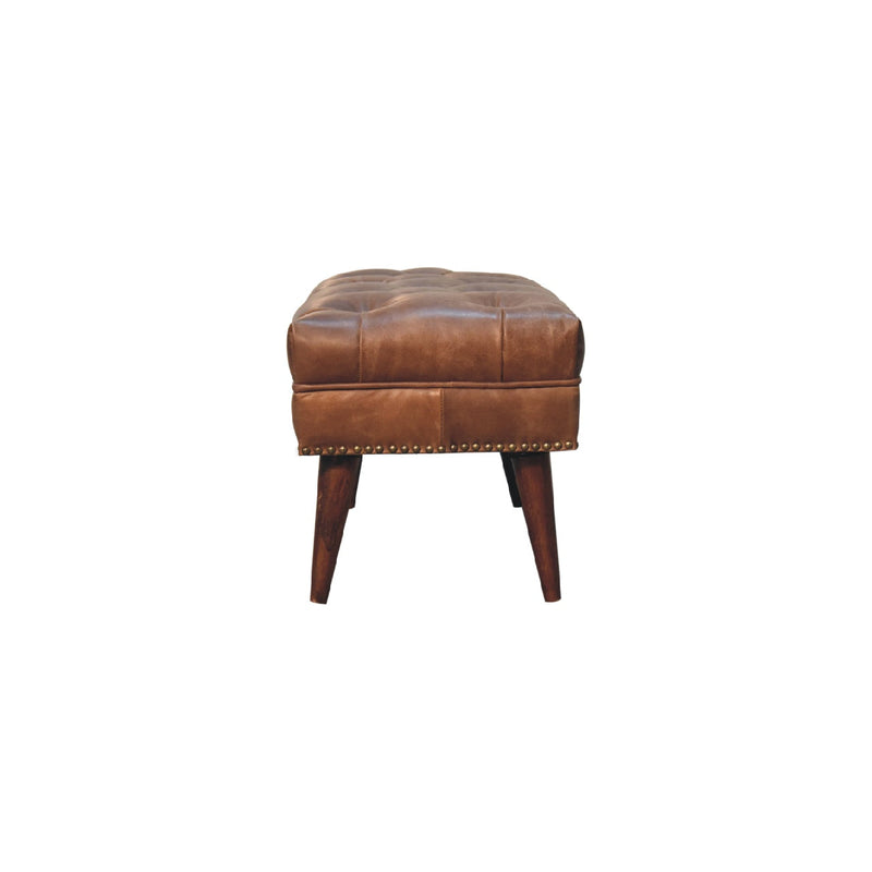 Harbour Brown Leather Bench Artisan